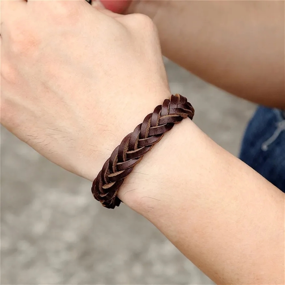Braided Brown Leather Bracelet